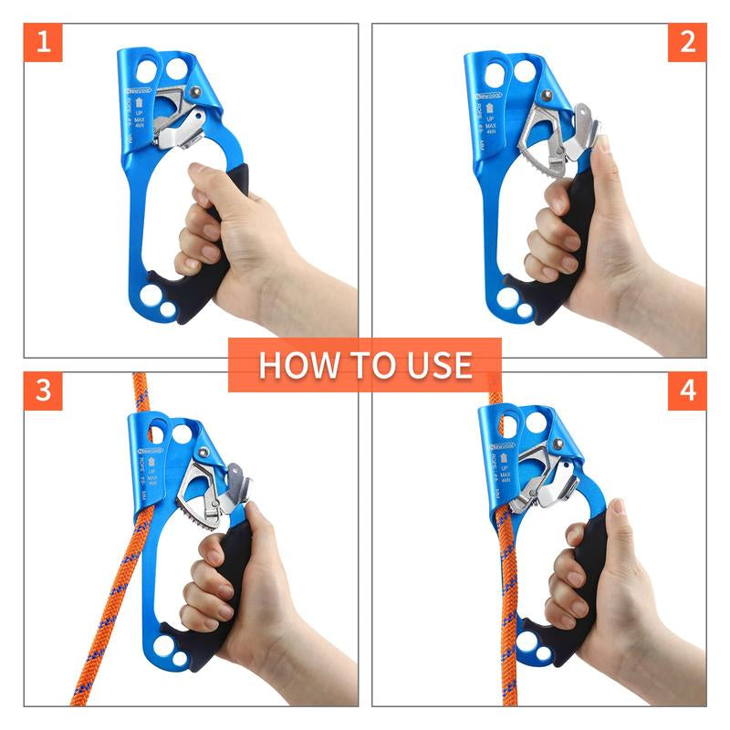 Newdoar UIAA & CE Certified Hand Ascender for 8-13MM Rope, Rock Climbing, Tree Climbing, Rappelling, Outdoor Sports Equipment Fathersdaygift Adjustable Compact Max Load