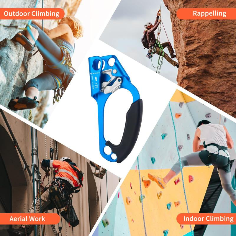 Newdoar UIAA & CE Certified Hand Ascender for 8-13MM Rope, Rock Climbing, Tree Climbing, Rappelling, Outdoor Sports Equipment Fathersdaygift Adjustable Compact Max Load